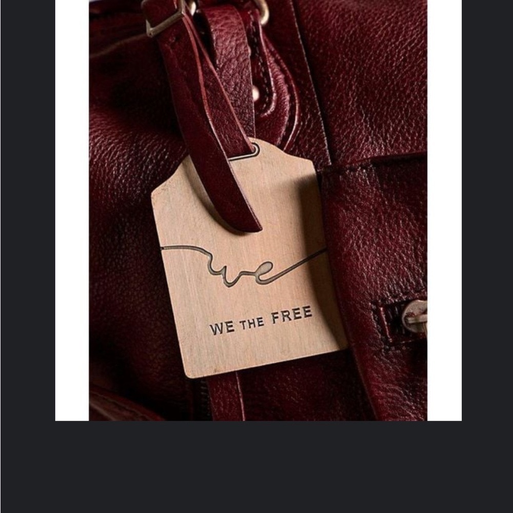 NWT Free People We The Free Baby Emerson Red Rock Burgundy Leather Tote Bag - Picture 3 of 4